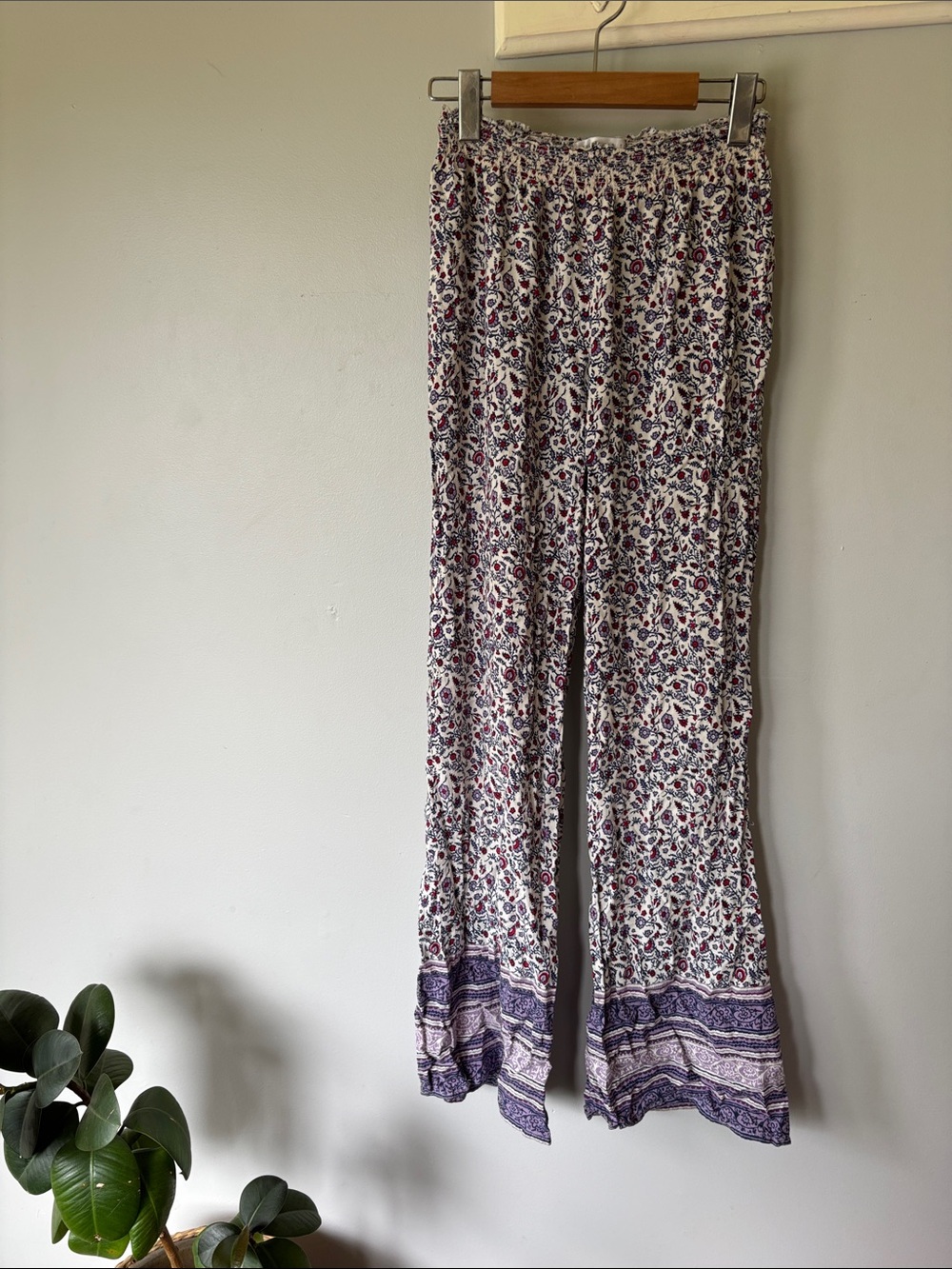 Streetwear Society Floral Wide Leg Pants Boho Relaxed Medium